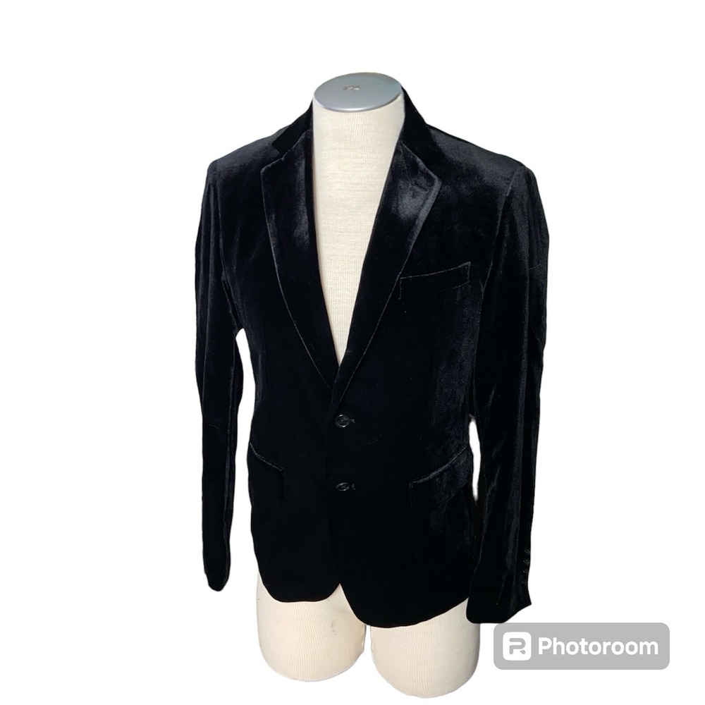 Paul Jones Black Velvet Blazer Suit Jacket Sports Coat Small Black Mens